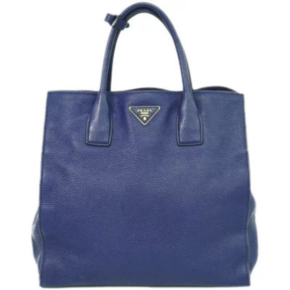 Prada Vitello Daino Leather 2Way Tote Bag Blue
